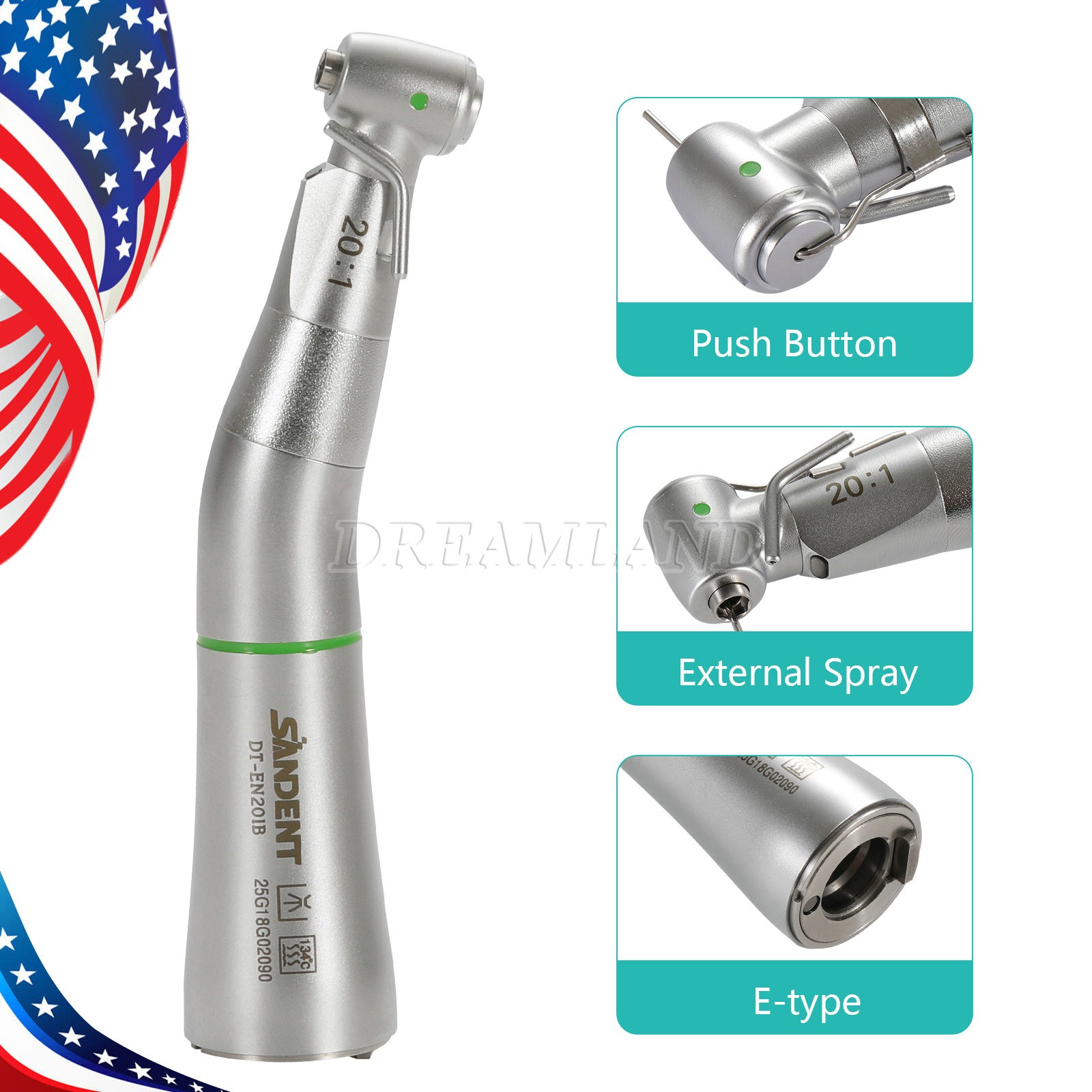 LED Fiber Optic 20:1 Detachable 75N Dental 20:1 Reduction Implant Handpiece