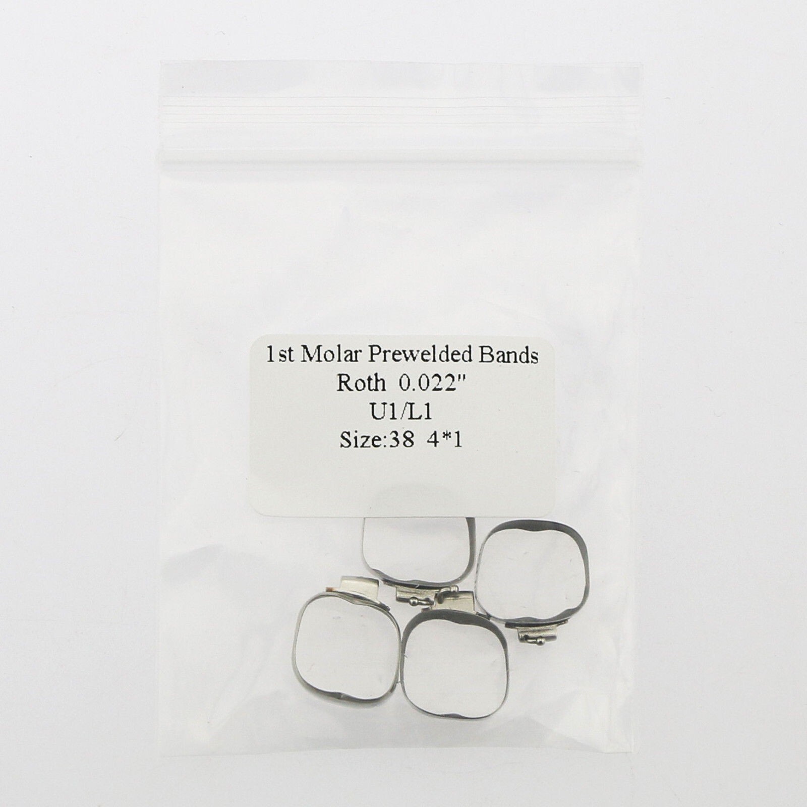 Dental 1st Molar Bands Roth 022 Plain #29-44 Band Buccal Tube U1L1 Lingual Cleat