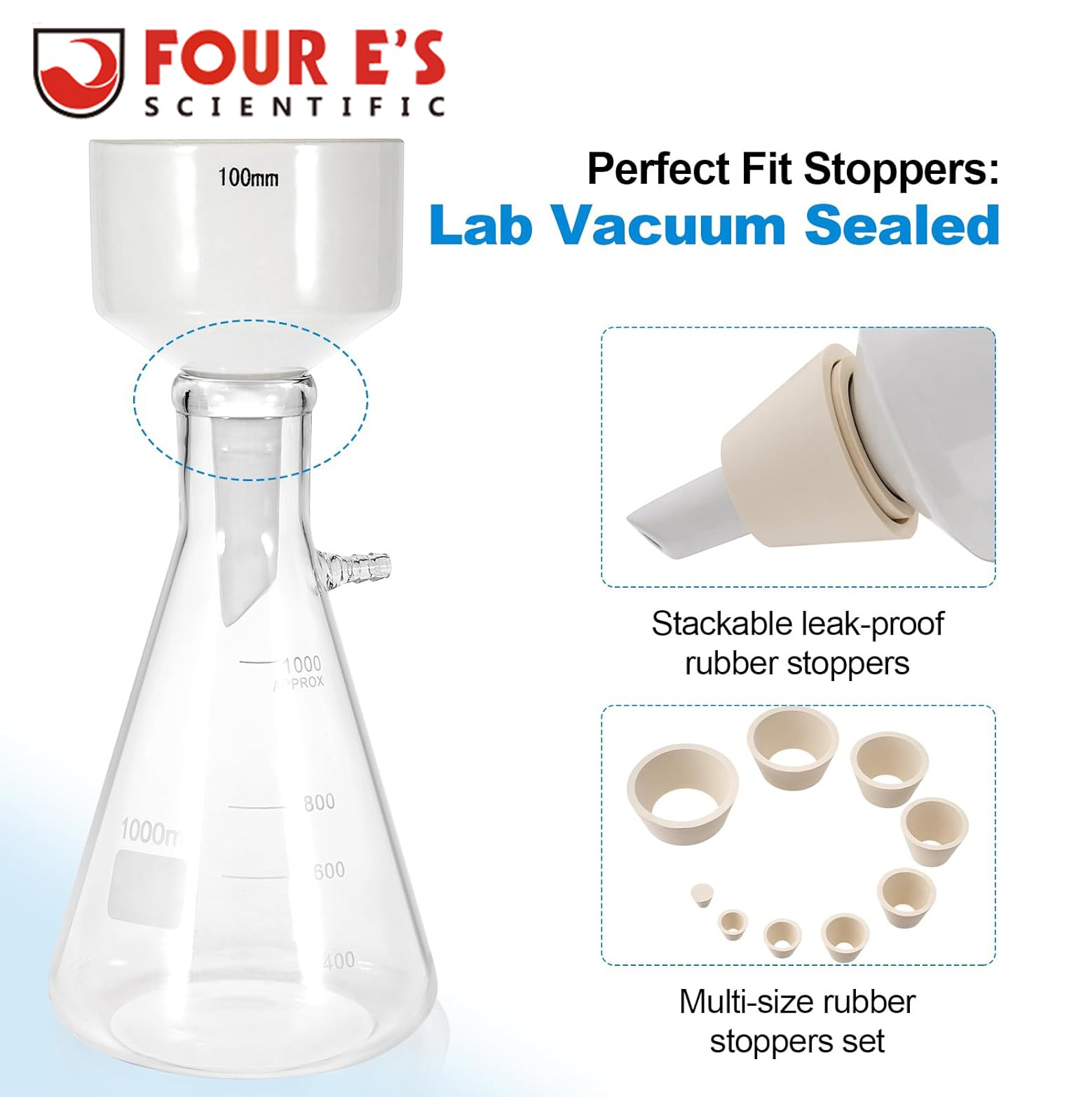1L Buchner Funnel Filtering w/ Filter Flask, 100mm Ceramic Funnel, Filter Paper