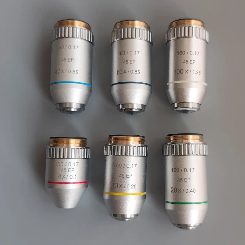 Semi-plan Achromatic Objective Lens 195 4X/10X/20X/40X/60X/100X 160/0.17 45EP