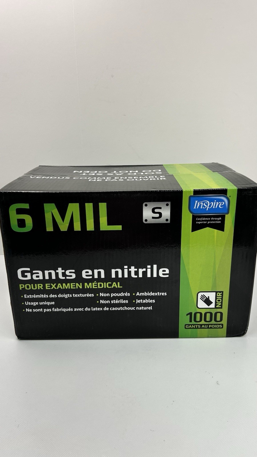 Inspire 6 Mil Nitrile Medical Gloves – 1000 Count Size S- Black