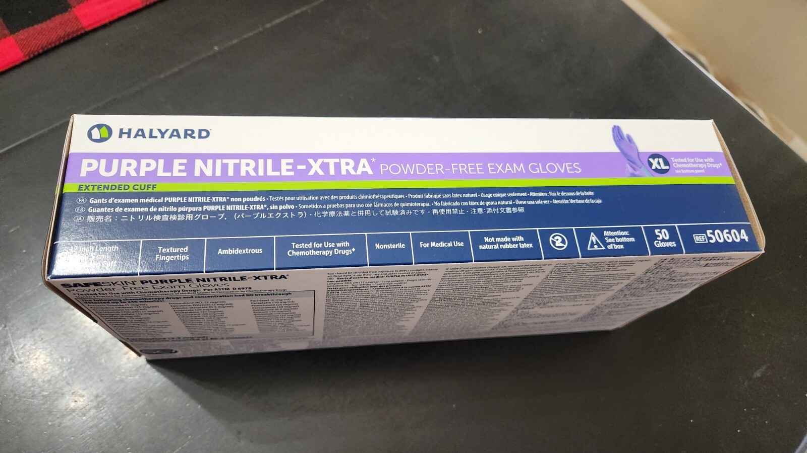 Halyard Purple Nitrile-XTRA Powder-Free Exam Gloves XL – Box of 50 Extended Cuff