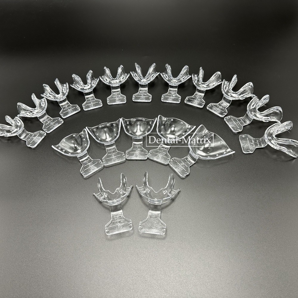 Dental Impression Trays Frame Cut Back Edentulous Jaw Full Denture Clear 18pcs