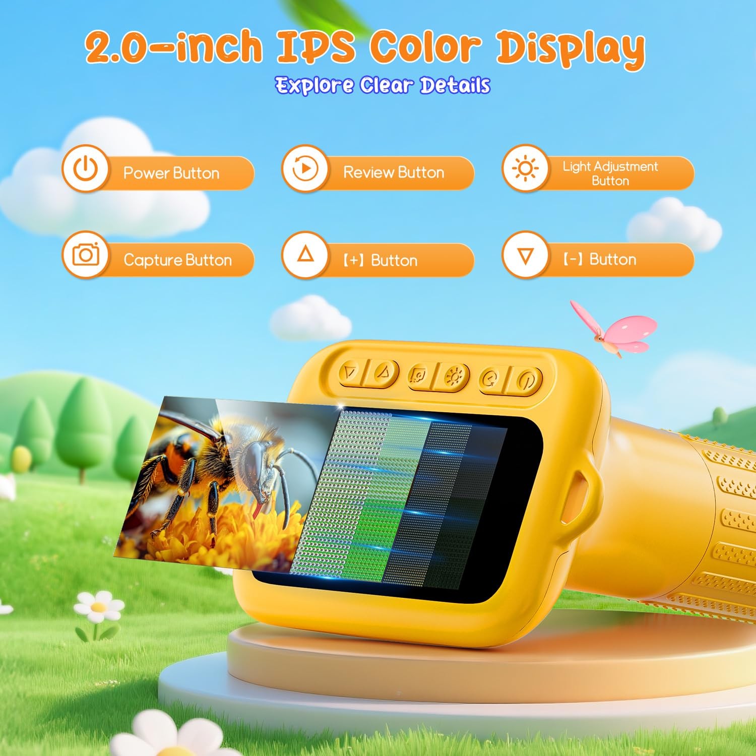 Digital Microscope for Kids, 1000X HD Handheld Science Toy, Ages 4-12
