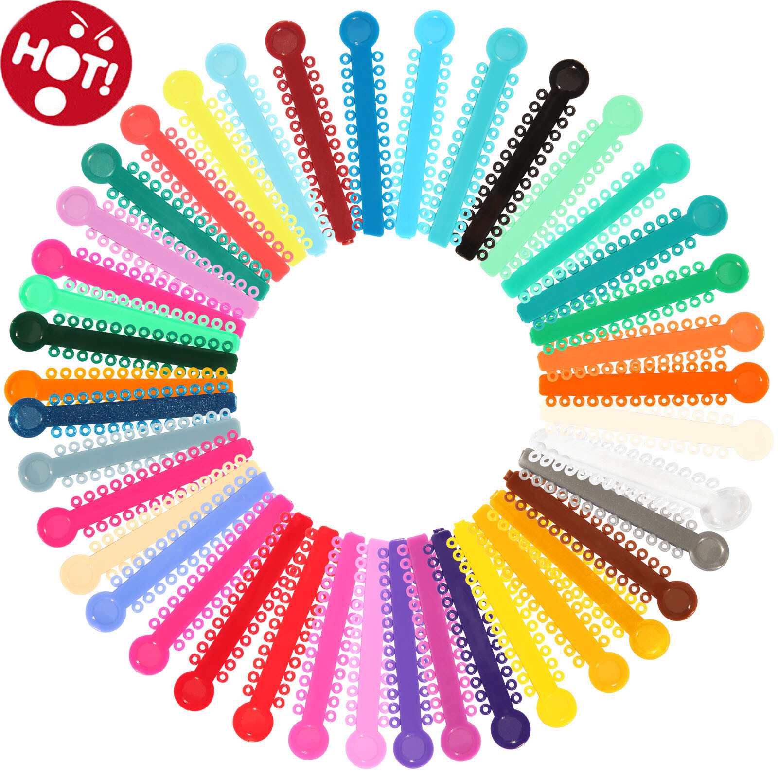 1040 Pcs Dental Orthodontic Elastic Braces Rubber Ligature Ties 43 Colors 1 Pack