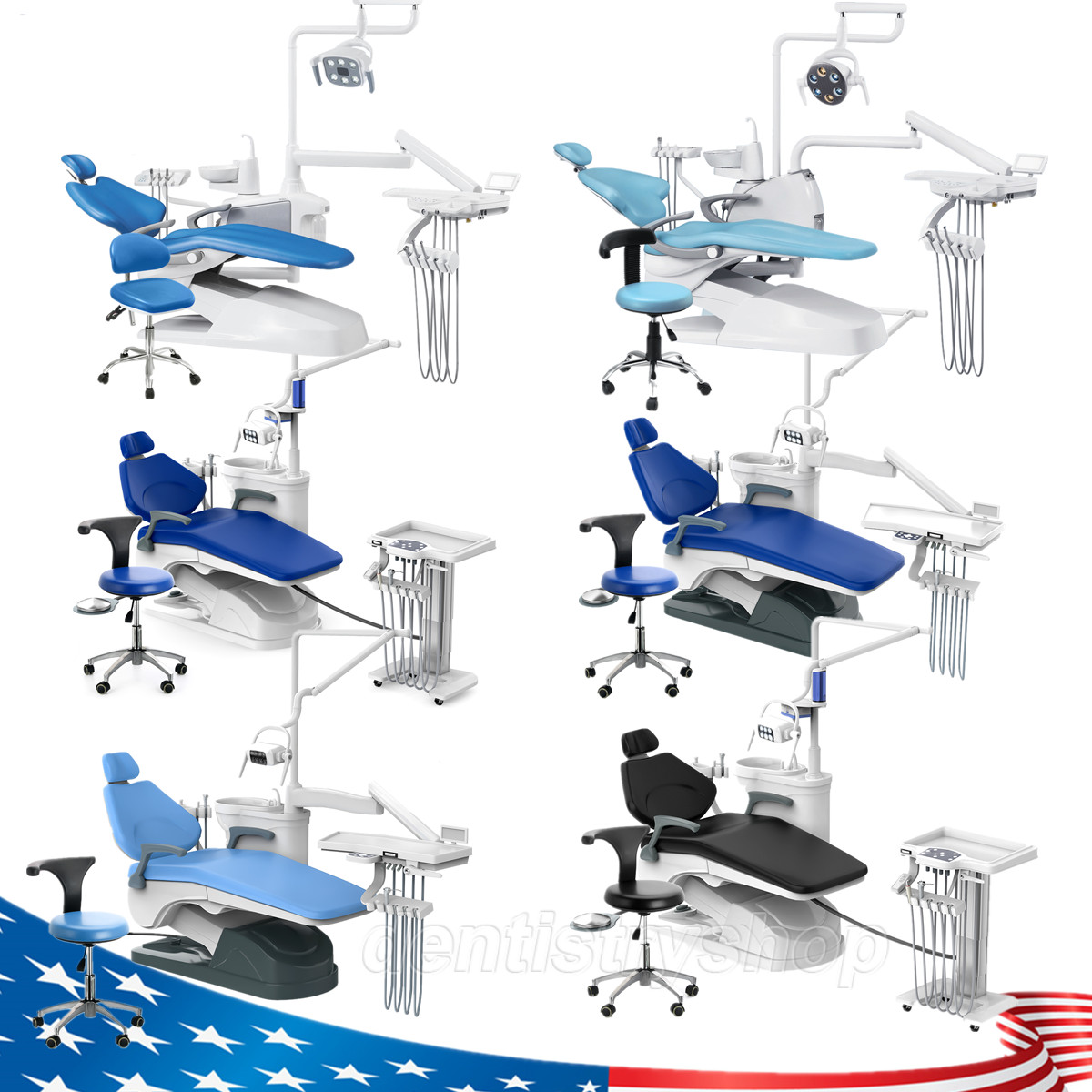 Dental Chair Unit Computer Controlled DC Motor PU Hard Leather Doctor Stool FDA