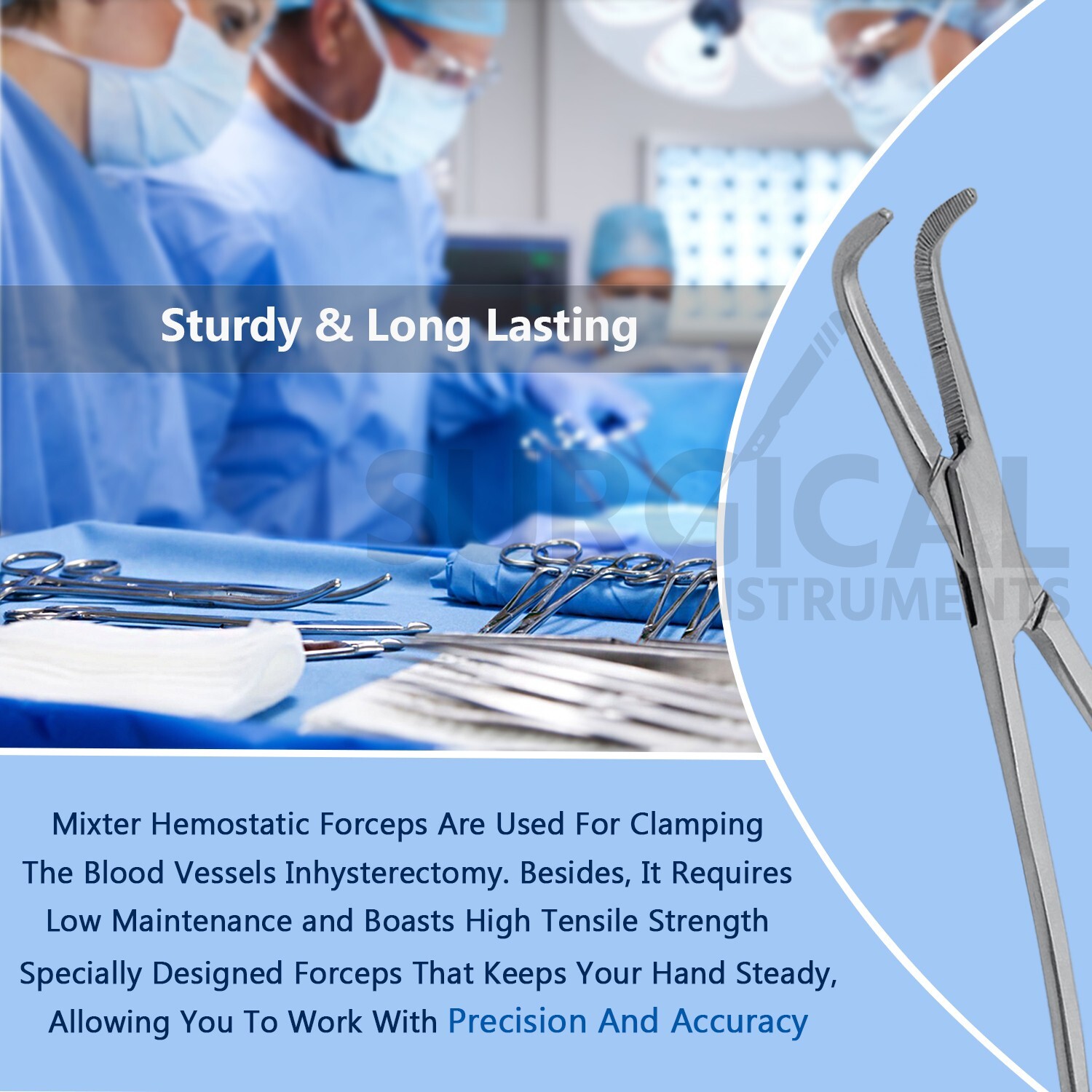 MIXTER Forceps Surgical Veterinary Instruments 8″ – Fully Curved German Grade