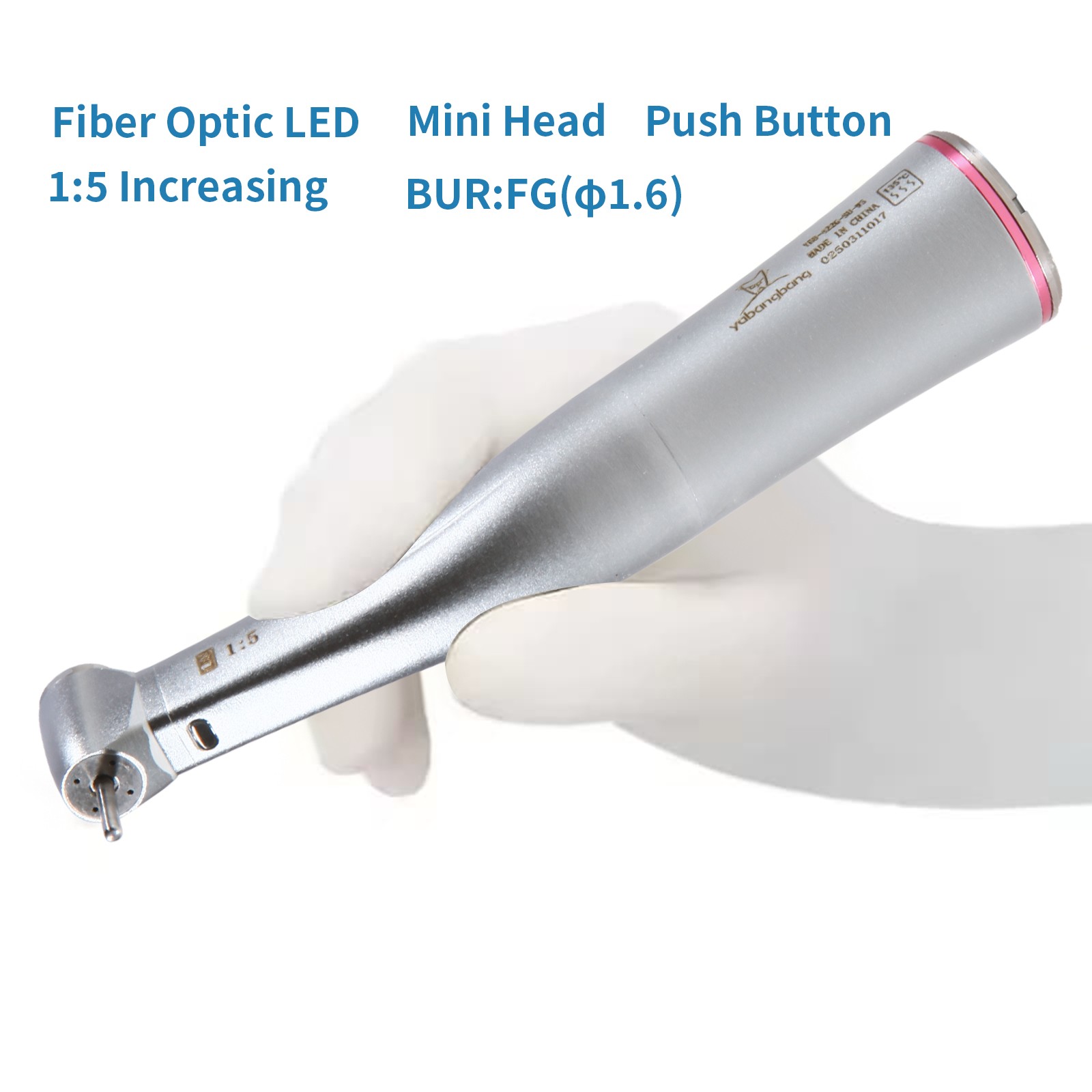 Dental 1:5 Increasing Handpiece Contra Angle LED Fit KAVO NSK Electric Motor CE