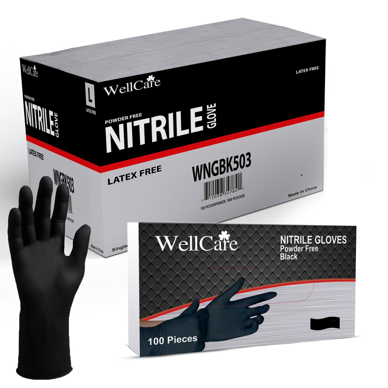 Black Nitrile Industrial Disposable Gloves 4.5Mil, Latex/Powder Free 200-1000 Ct