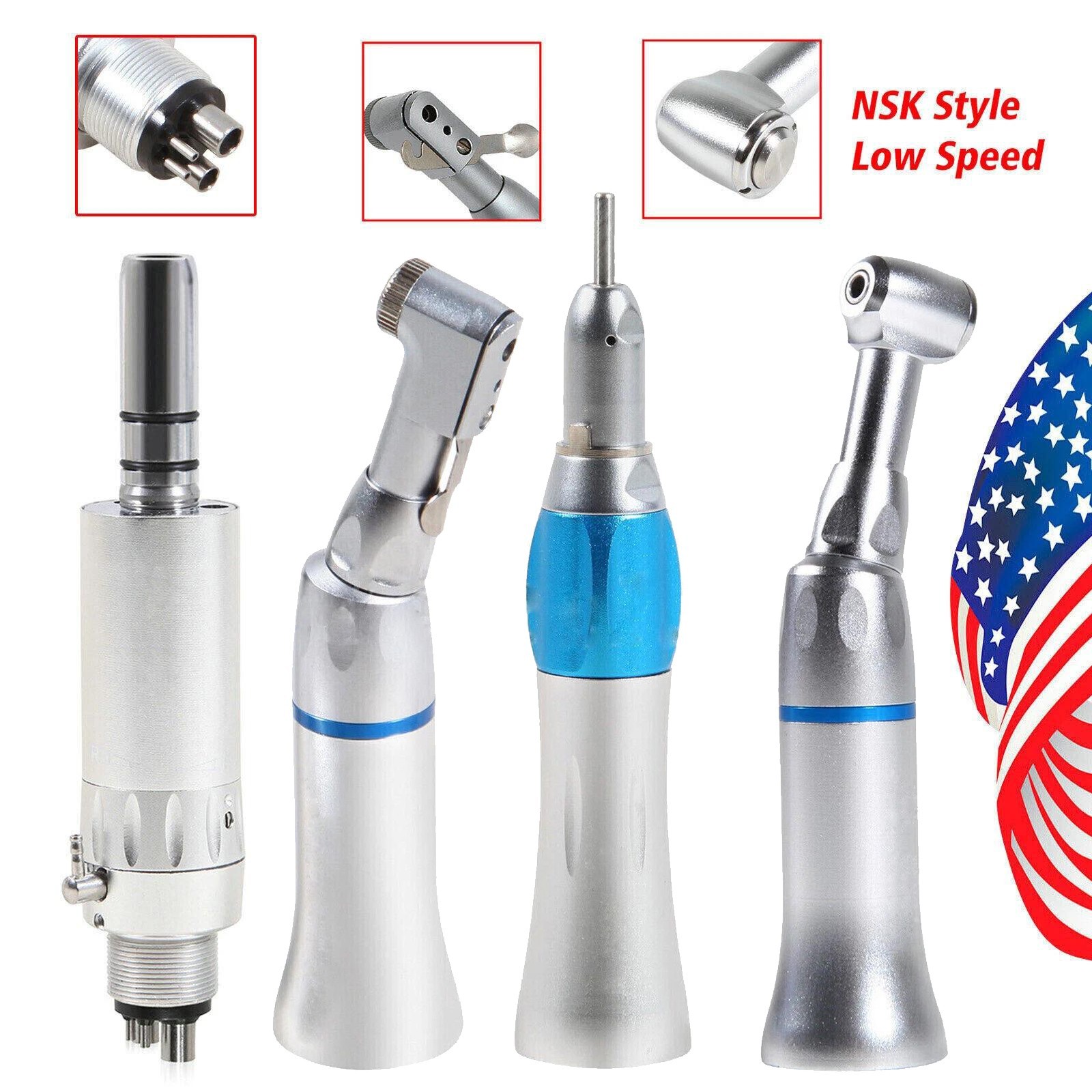Dental Low Speed Handpiece Straight Contra Angle Air Motor 4 /2H