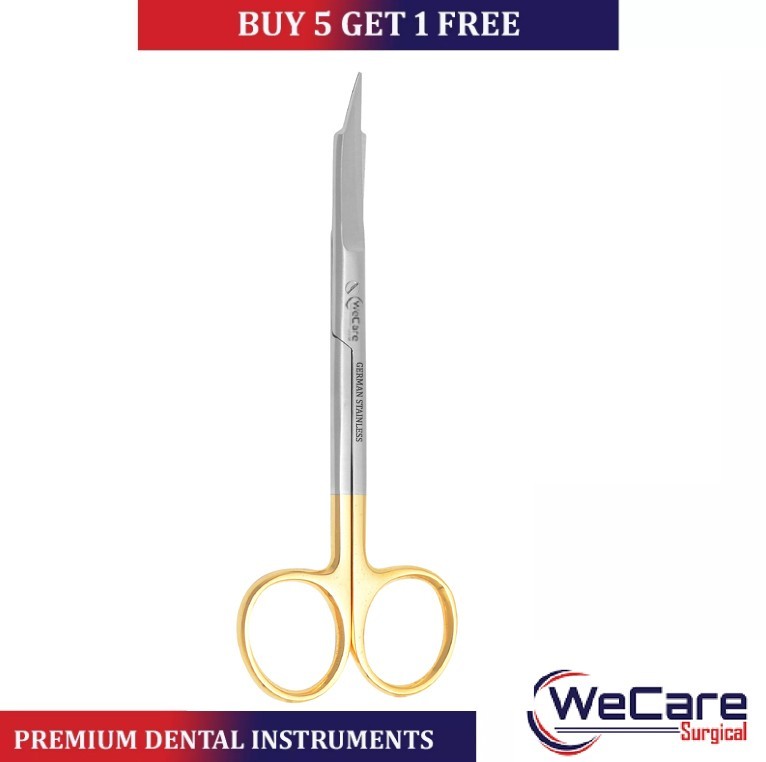 Dental Surgical Scissors Goldman Fox Curved , 13cm Tungsten Carbide Inserts