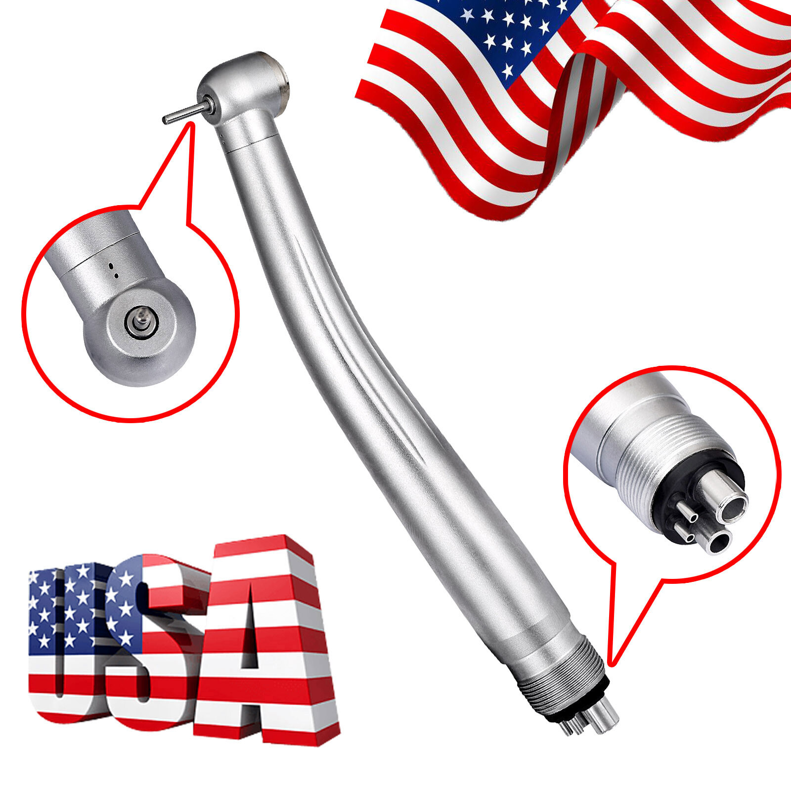 10pcs Dental High Speed Handpiece Push Button Standard Head Single Spary 4 Holes