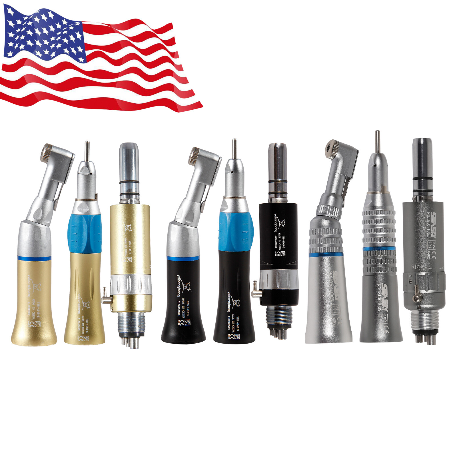 USA Dental Low Slow Speed Handpiece Contra Angle Straight 4Hole Motor Kits Color
