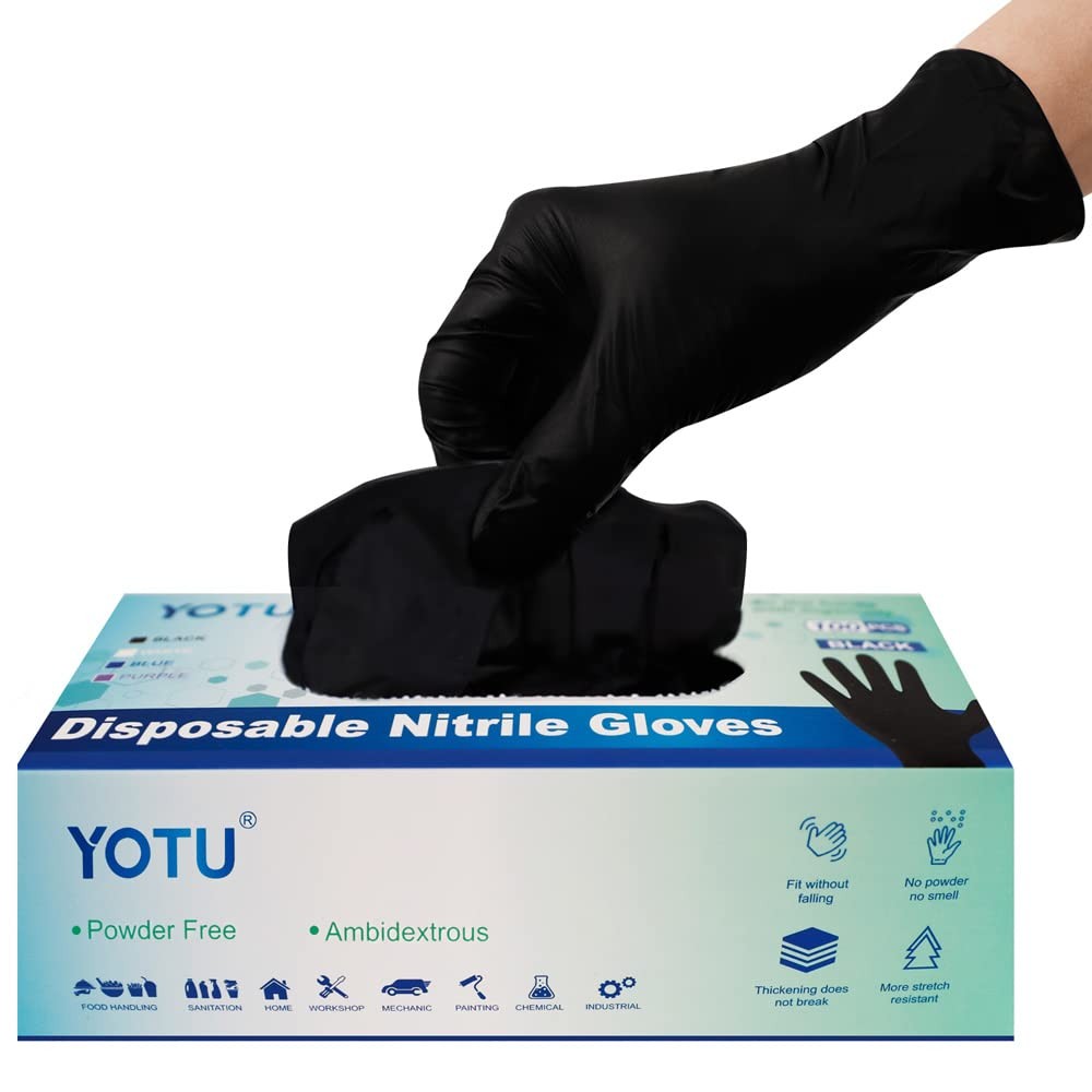Black Nitrile Disposable Gloves, Powder Free, 6~Mil, X~Large, 100 Count