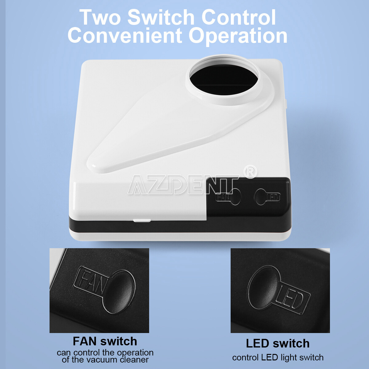 LED Portable Nail Dental Lab Desktop Dust Collector Machine Vacuum Cleaner 65W