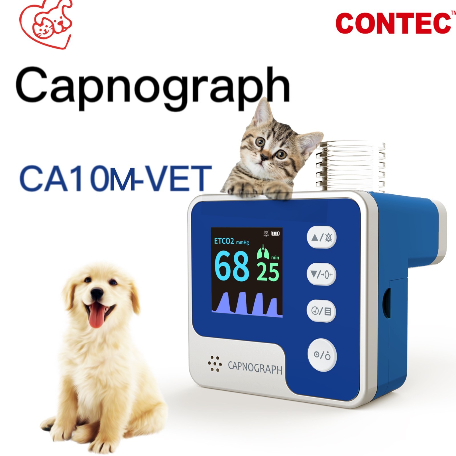 CA10M Mainstream End-tidal Capnograph ETCO2 Respiration Alarm Monitor Vet use