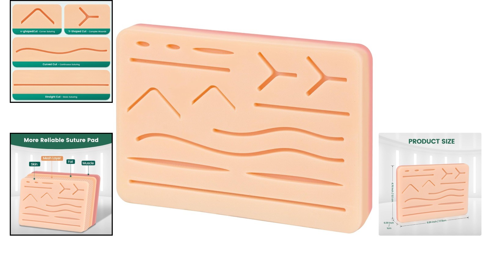 Realistic 3-Layer Suture Practice Pad – Non-Toxic Silicone for Medical Training