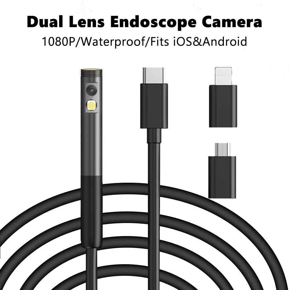 1920P HD Endoscope Camera, 8 LED Dual Lens, IP67 Waterproof for iOS/Android USA