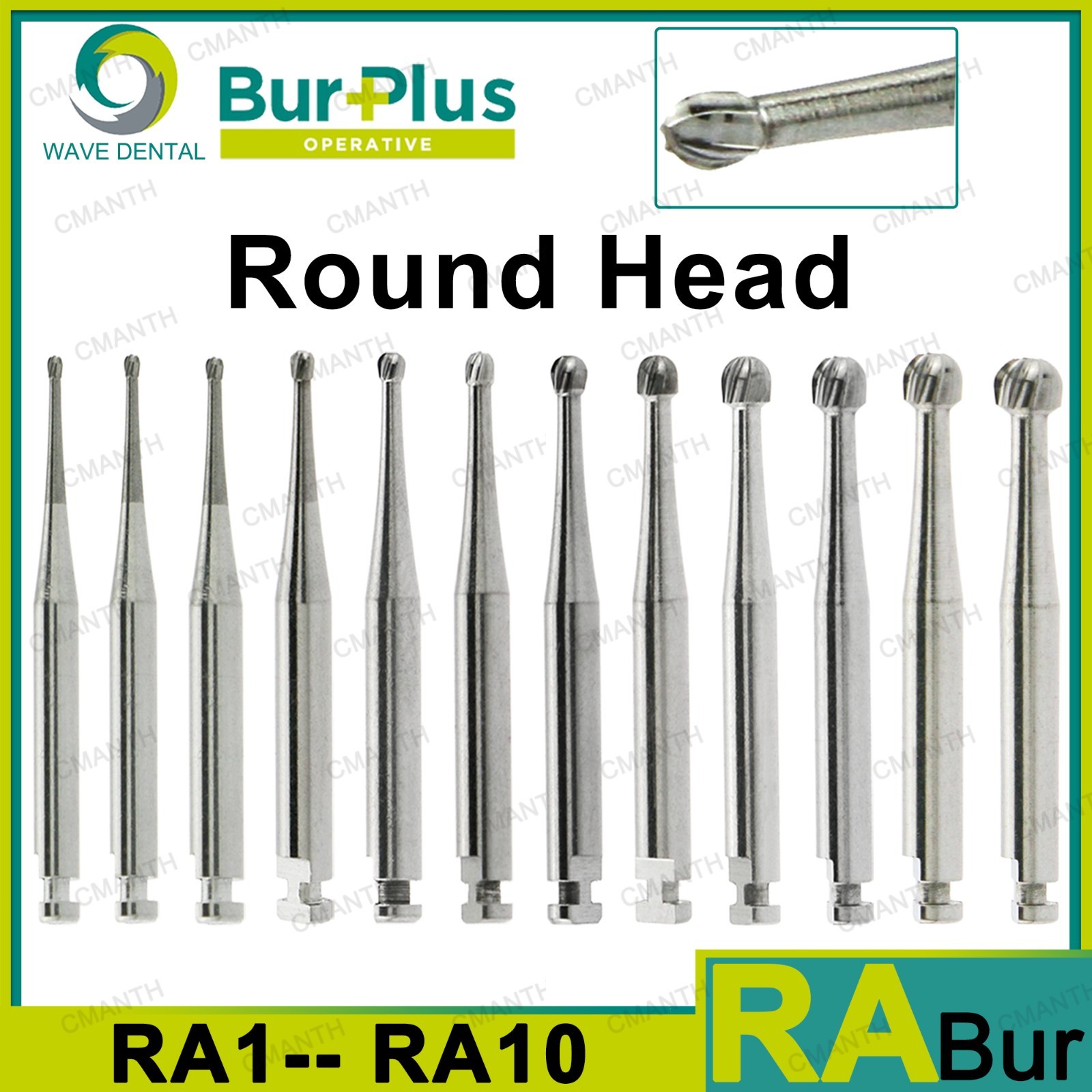 Wave Dental Carbide Burs Implant Bur Latch RA 2.35mm For Slow Speed Contra Angle
