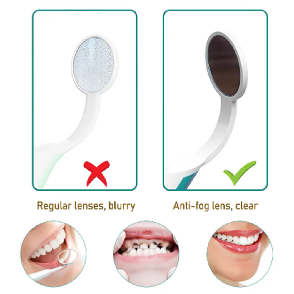 Dental Mirror With Light Tool LED Light Teeth Inspection Mirror Anti Fog Orange