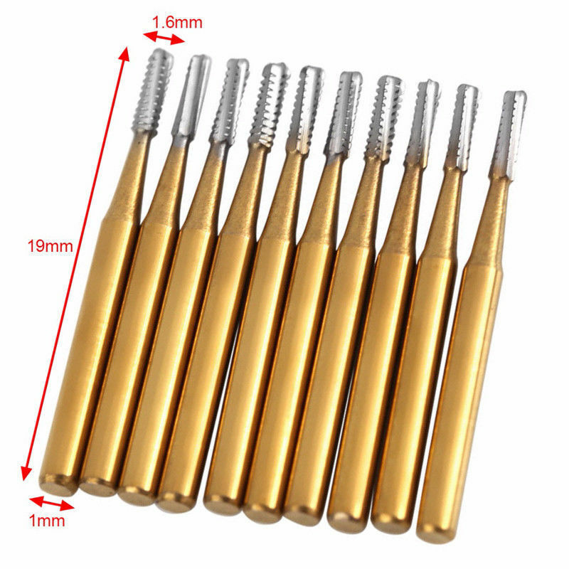 10*Dental Tungsten Steel Carbide Crown Metal Cutting Burs For High Speed FG-1957