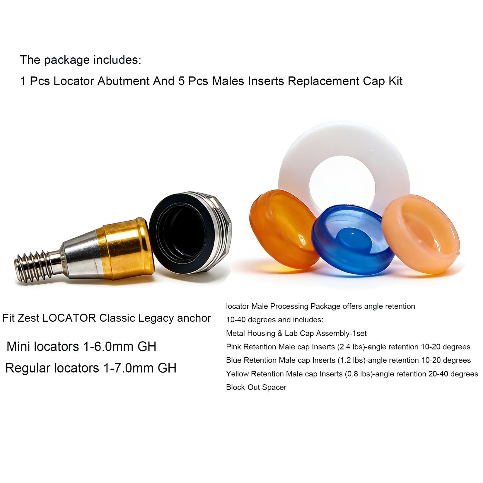 US Hiossen Dental Overdenture Locator Abutment Retention Replacement Insert Cap