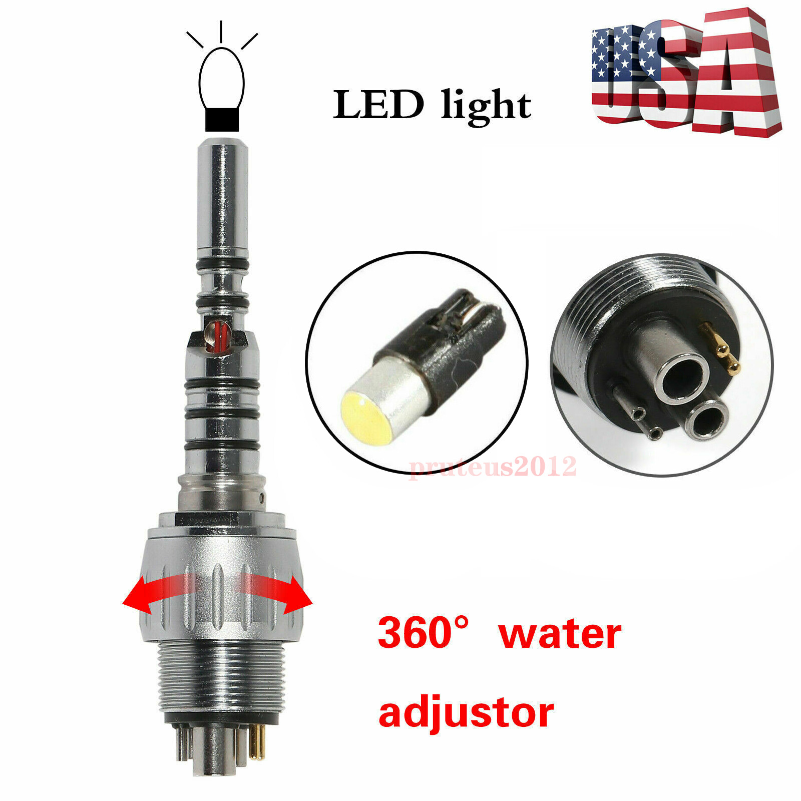 New 6-Hole Quick Coupler with LED Light for KaVo Fiber Optic Dental Handpiece