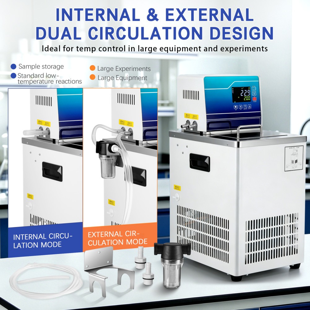Lab Chiller Circulator 6L -20℃ 100℃ 110V Recirculating Cooling Water Bath Pump