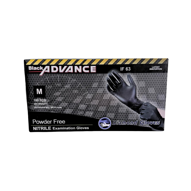Black Advance Nitrile 6mil Thickness Gloves Powder Free
