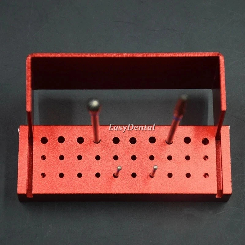 30 Holes Dental Bur Burs Holder Block Disinfection Box Aluminium Autoclave