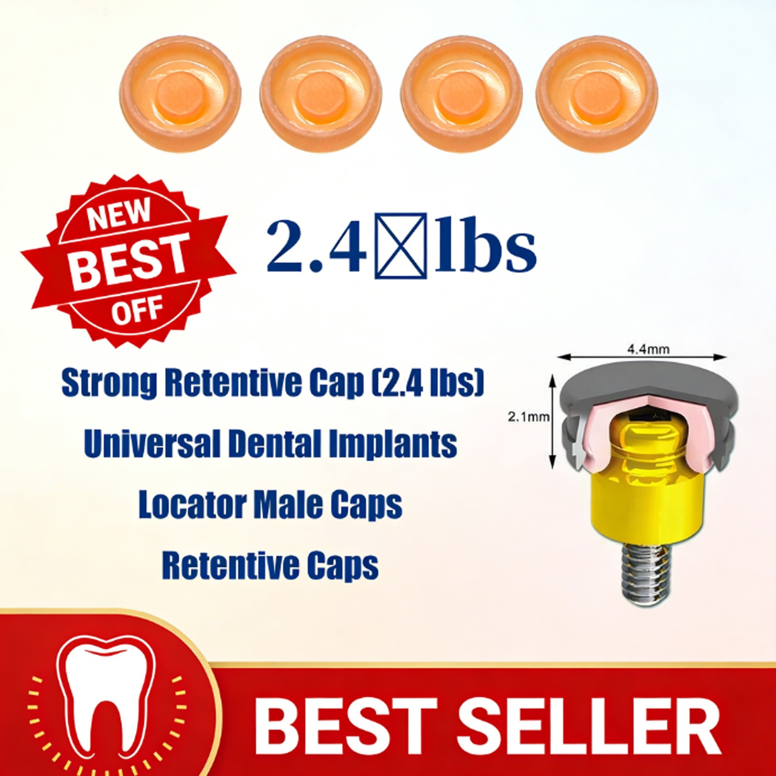 US Dental Locator Abutment Fits Zimmer TSV 3.5/4.5 NP/RP 1-5mm GH Internal Hex