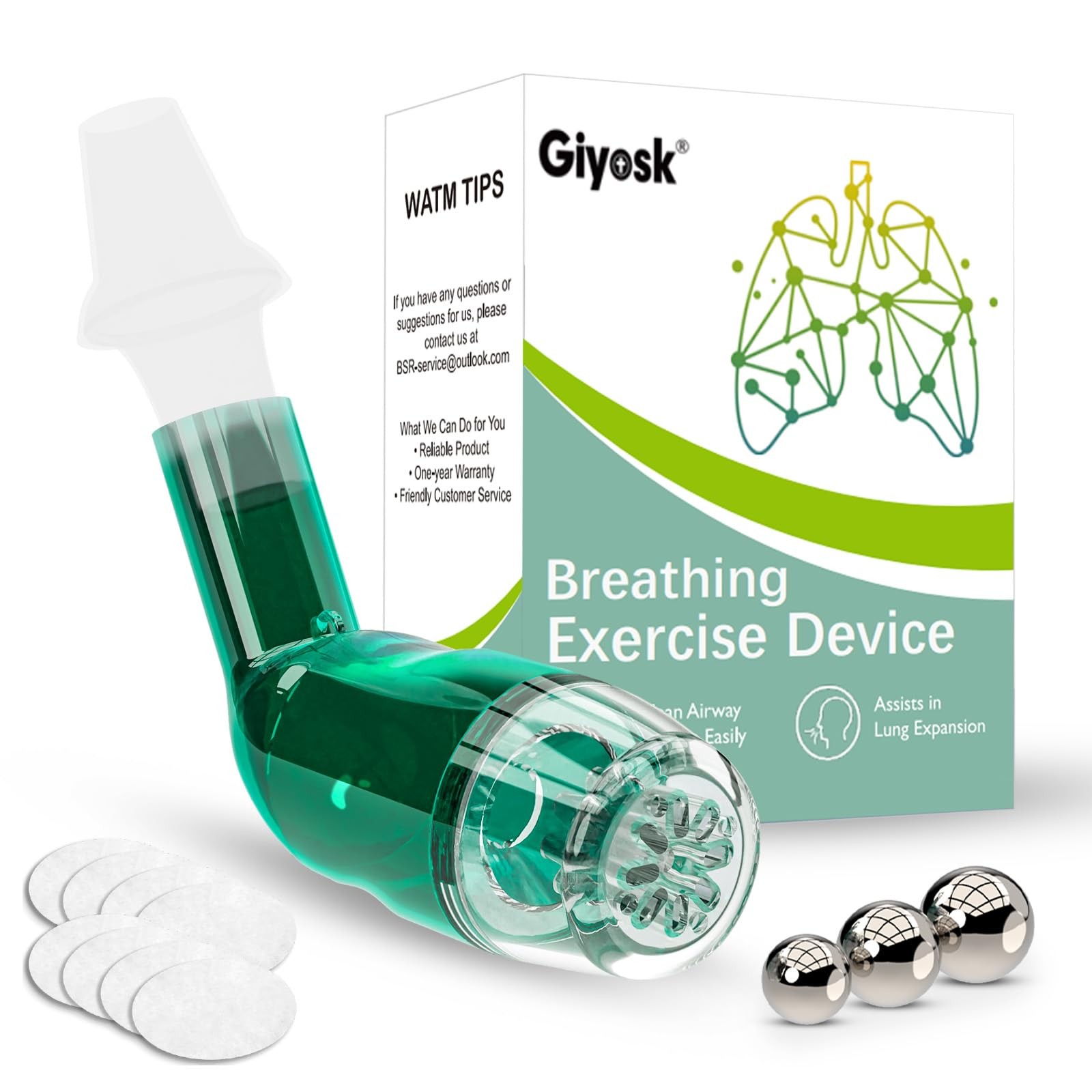 Giyosk Breathing Exercise Device: Lung Expansion, Mucus Relief, Respiratory Trai