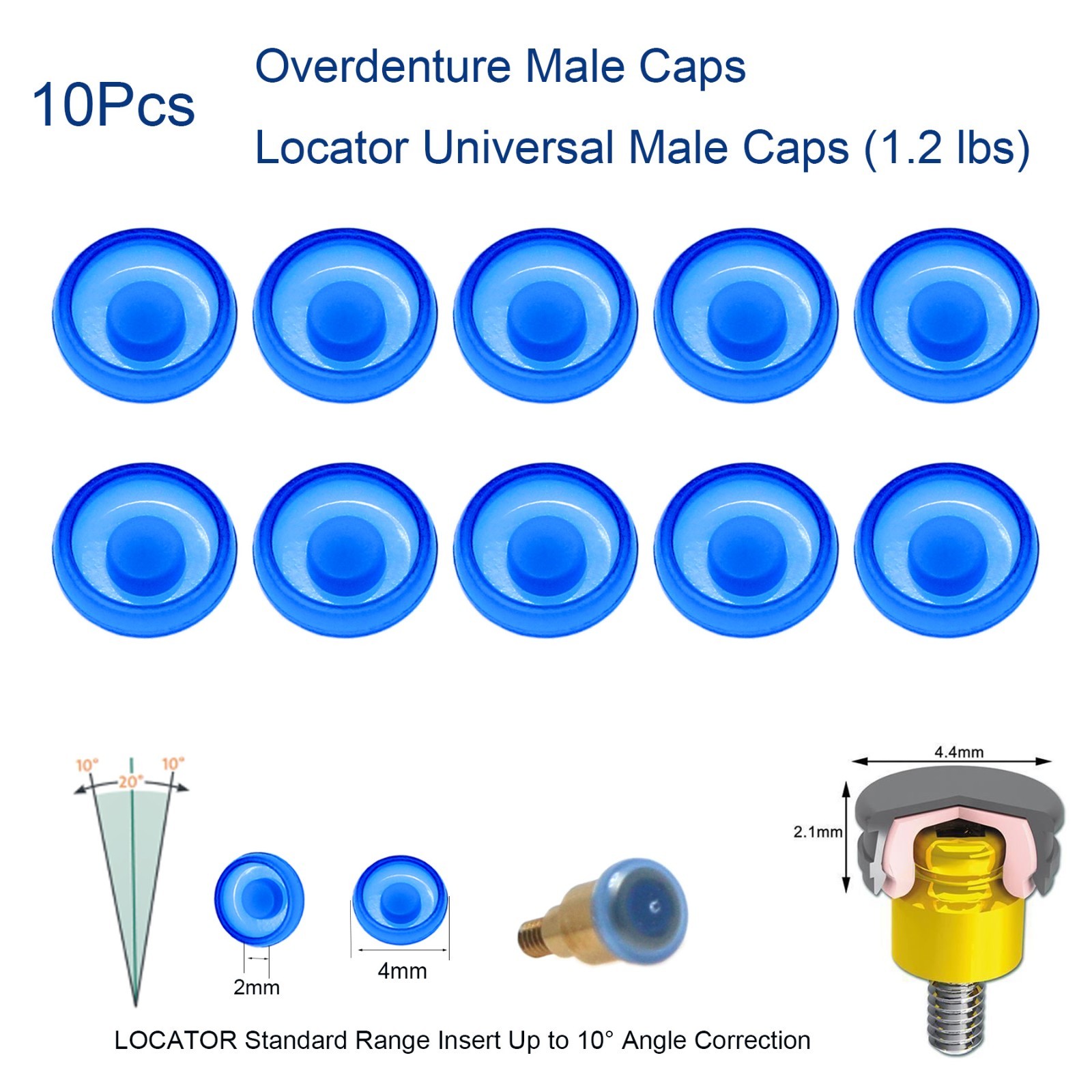 10Pcs Dental Abutment Retention Caps Inserts Used For Locat0r System