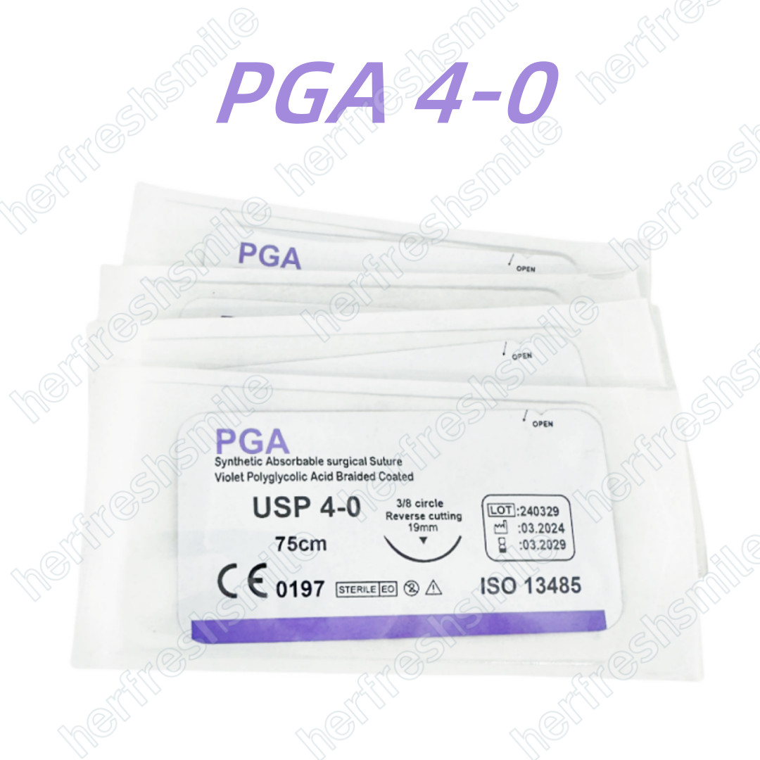 Absorbable Dental Oral Surgical Suture Violet PGA 4-0 75cm 3/8 Reverse Cutting