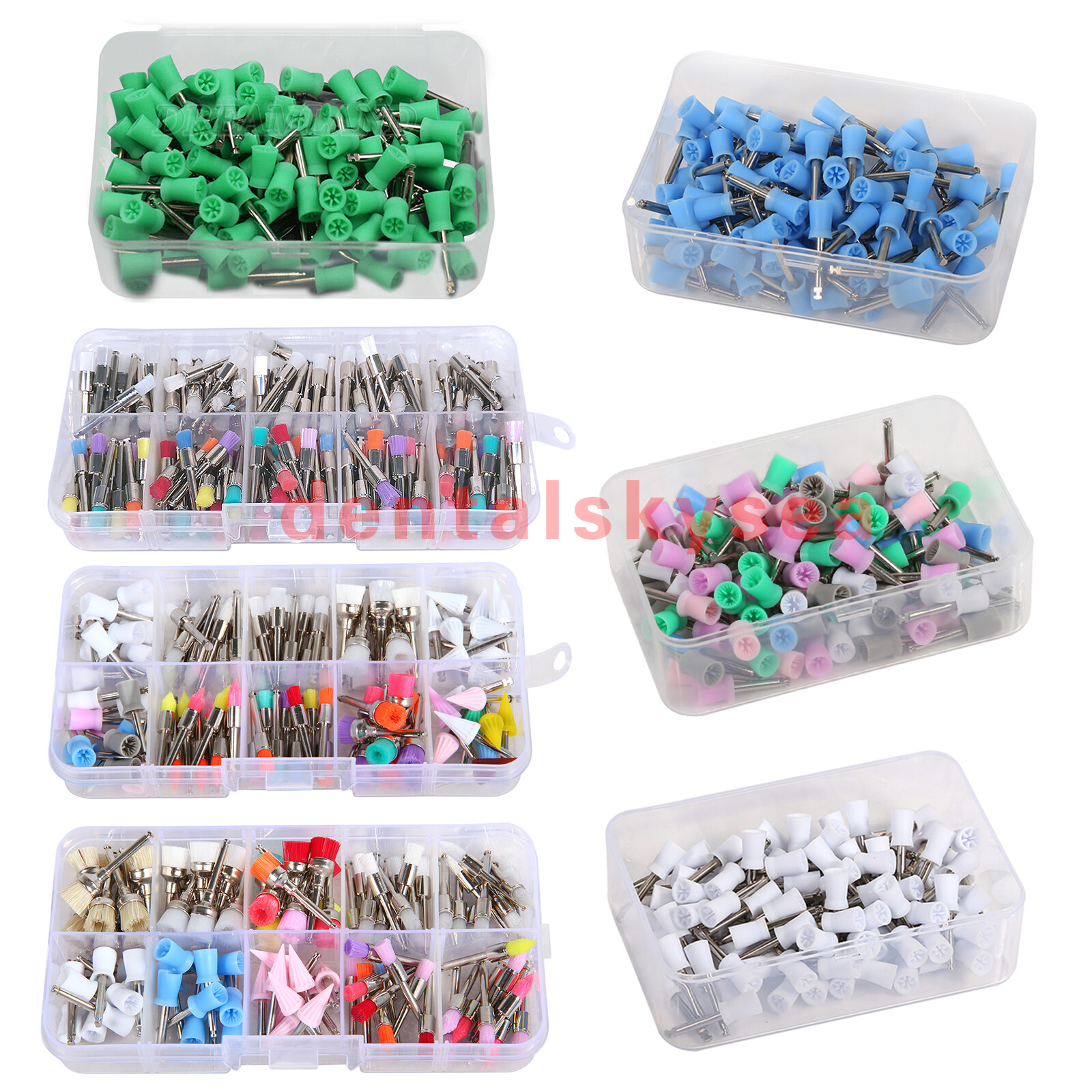 100 * Dental Rubber Prophy Teeth Polish Polishing Cups Brushes Latch Type Colors