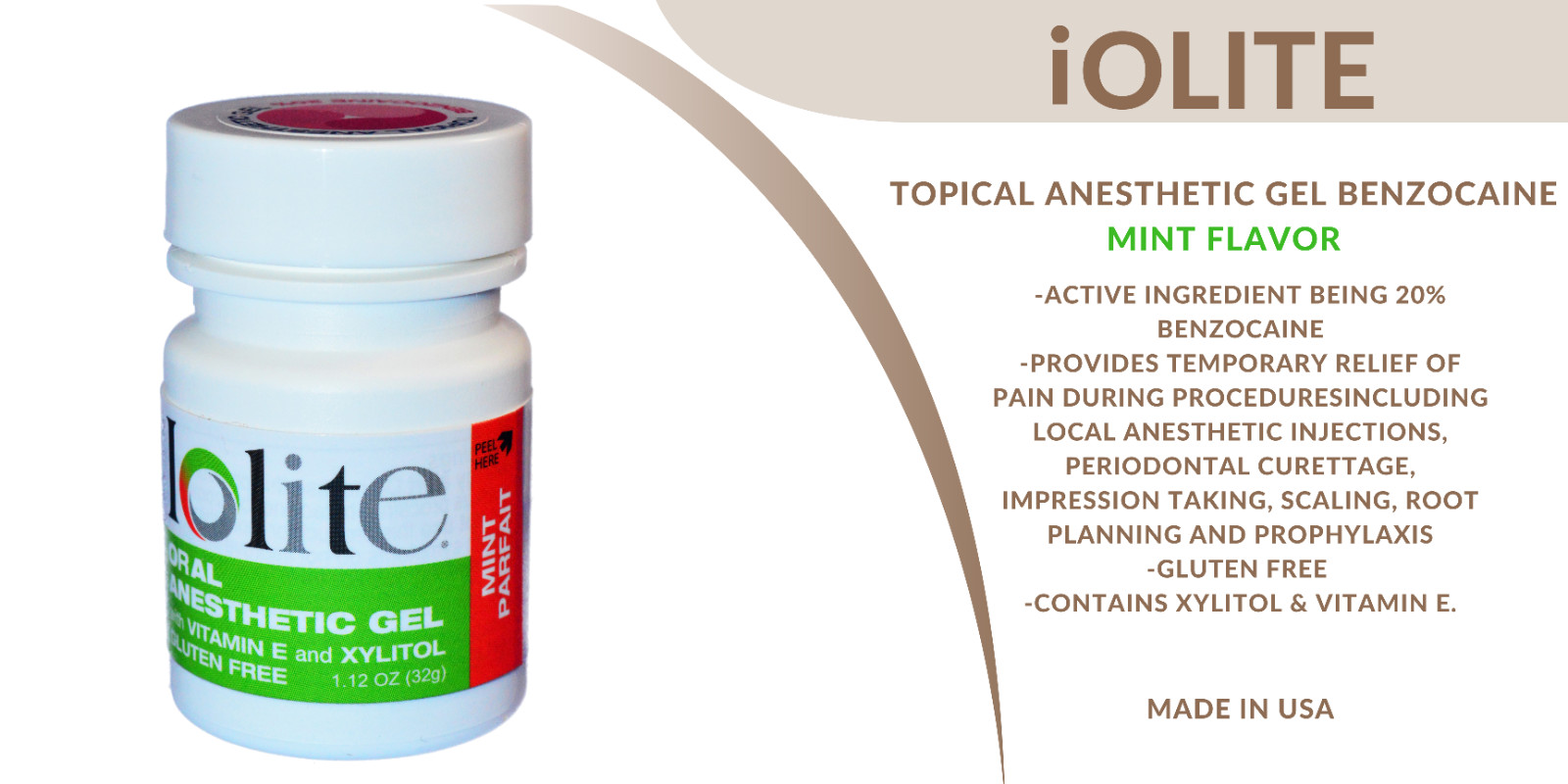 Topical Anesthetic Gel 20% Benzocaine 1OZ – IOLITE- 9 Flavors