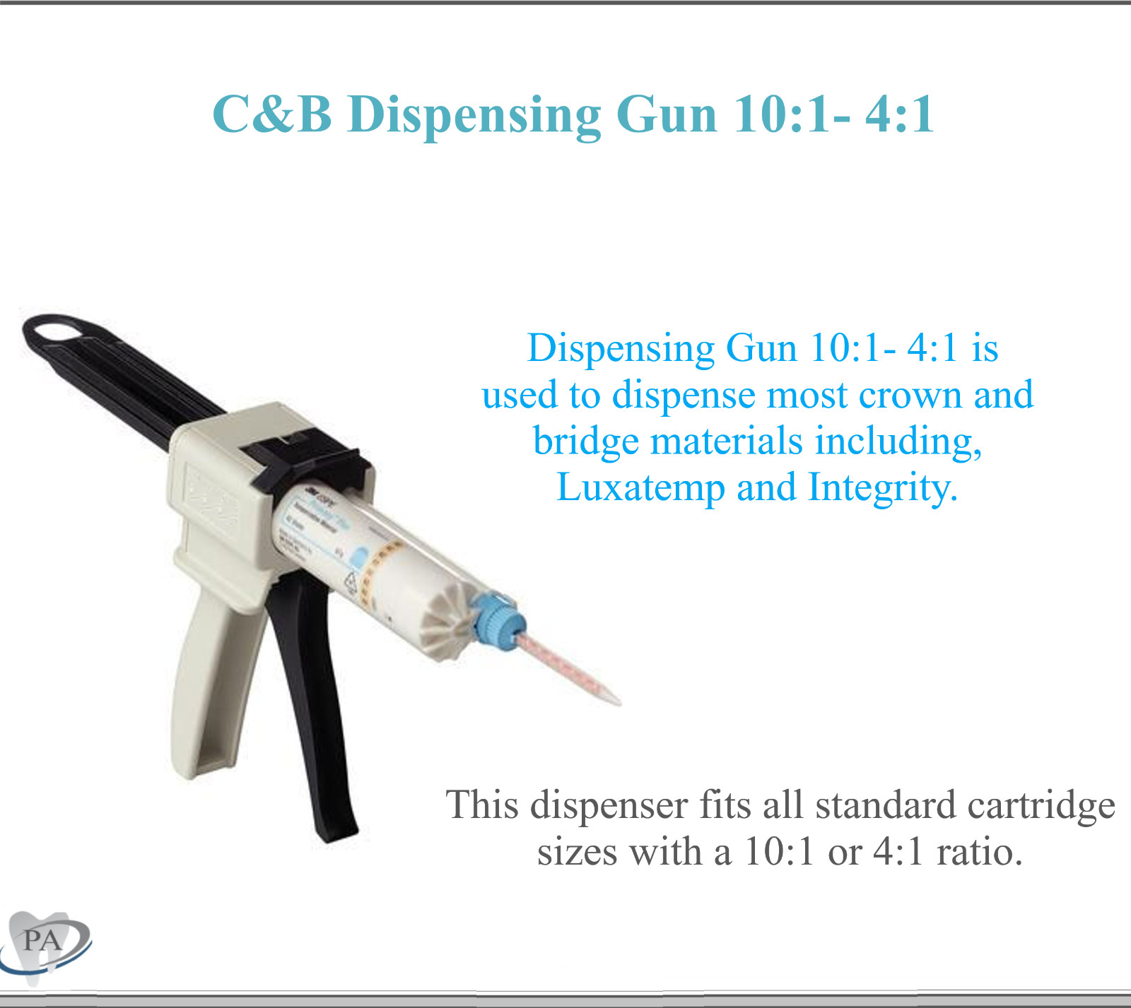 Dental Gun Dispenser Gun For VPS, C&B, Core Material Compule Dispenser, Automix