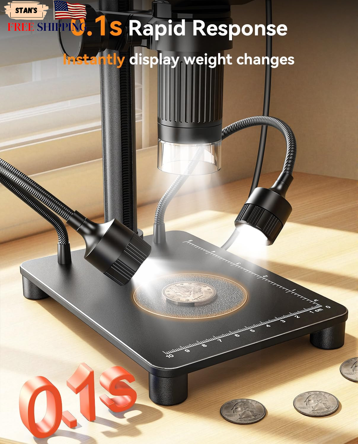 Microscope with Weighing Scale Digital Magnifier for Error Coins Jewelry Magni