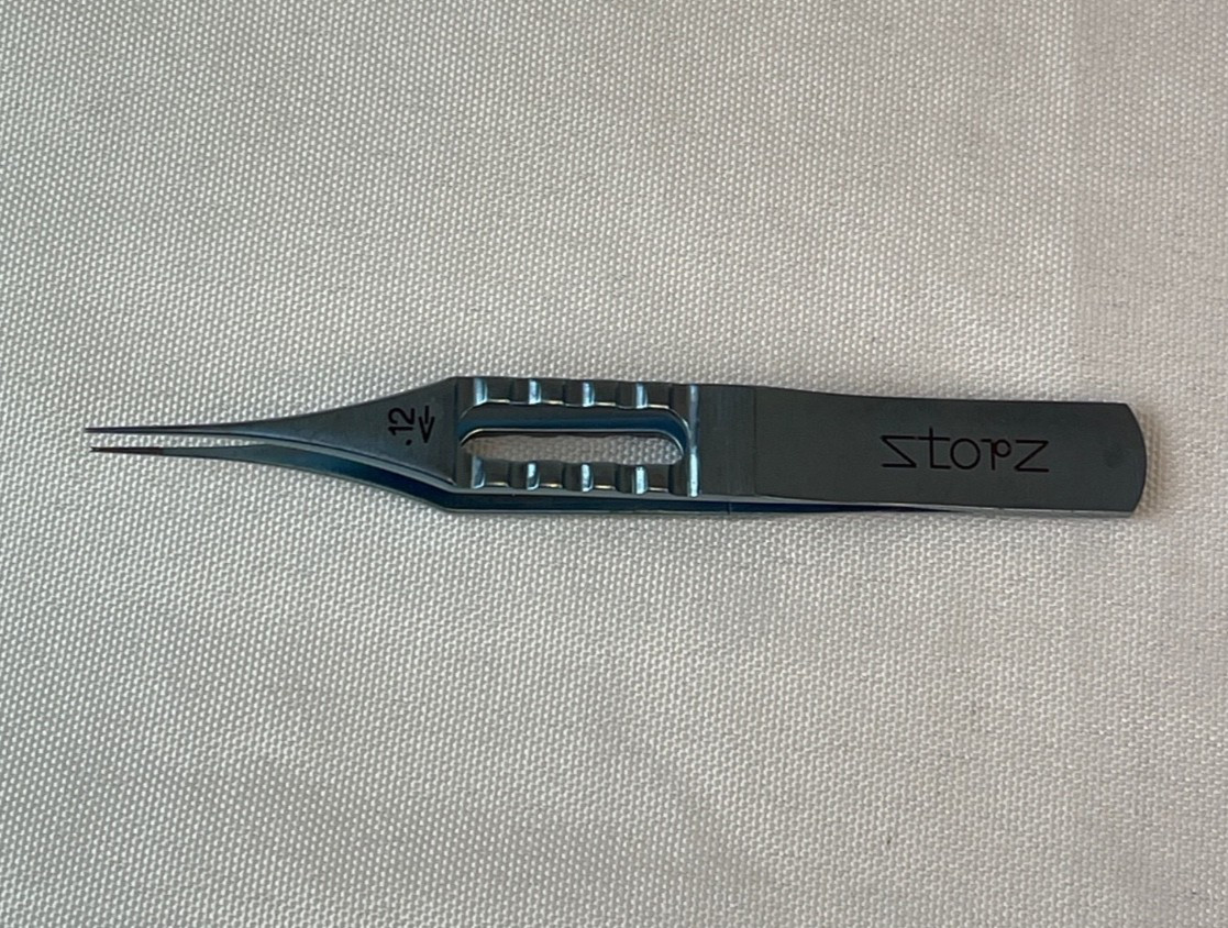 Storz 2-110 Bonn 0.12mm 1×2 Teeth 6mm Platform 85mm Length Titanium Forceps Eye
