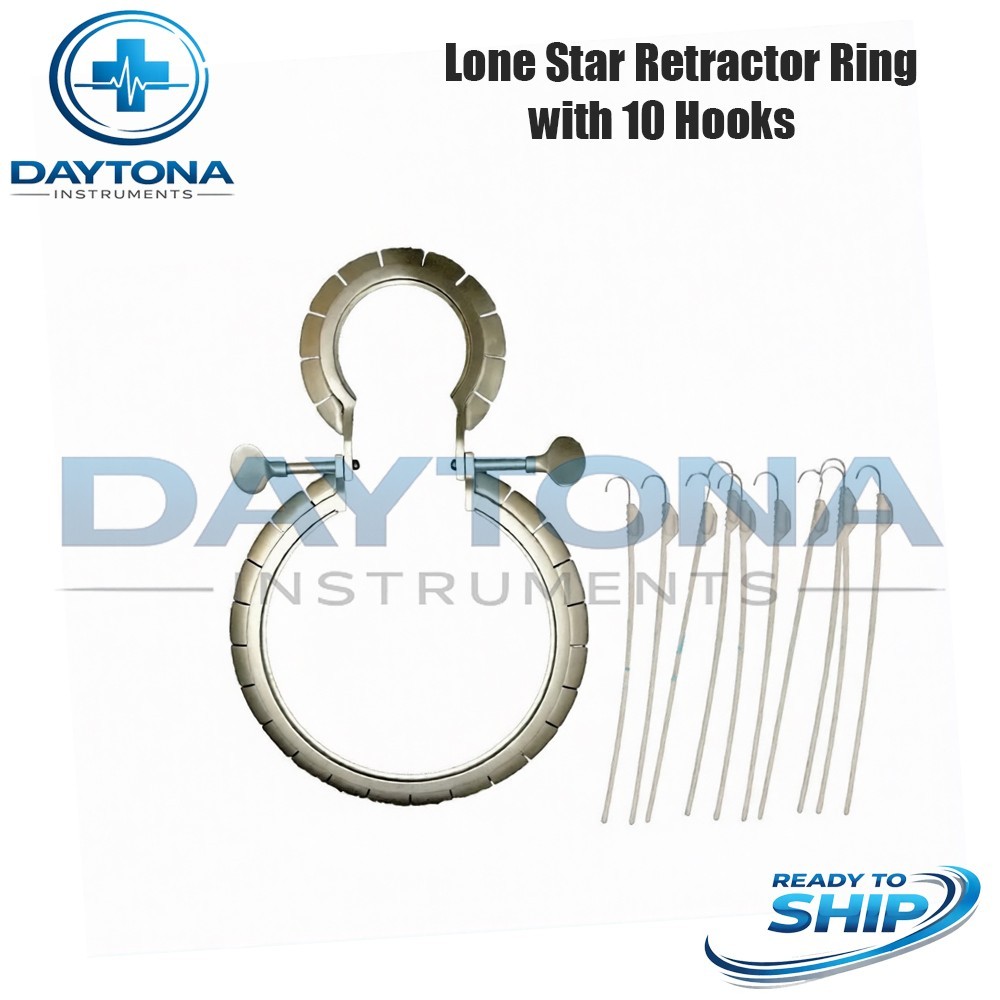 Lone Star Surgical Retractor Ring with 10 Hooks Surgical Instrument Set