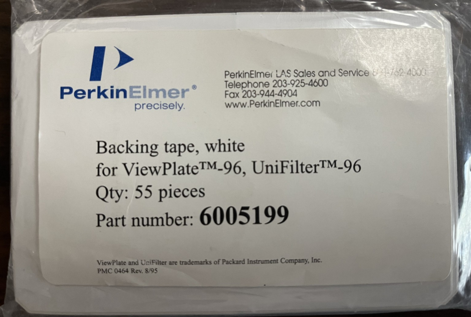 PerkinElmer@ Backing Tape 6005199, QTY 55 For Viewplate-96 UniFilter-96