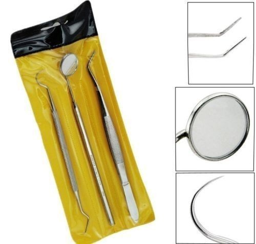 3 pcs Basic Dental Instrument Examination Hygiene Kit Mirror Explorer Plier