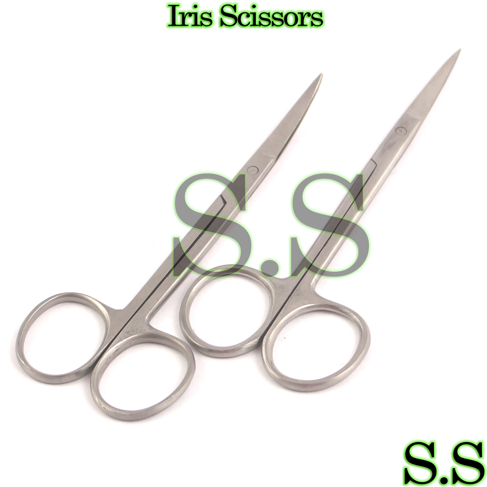 2 Iris Micro Surgery Scissors Straight,Curved 4″ Surgical Instruments