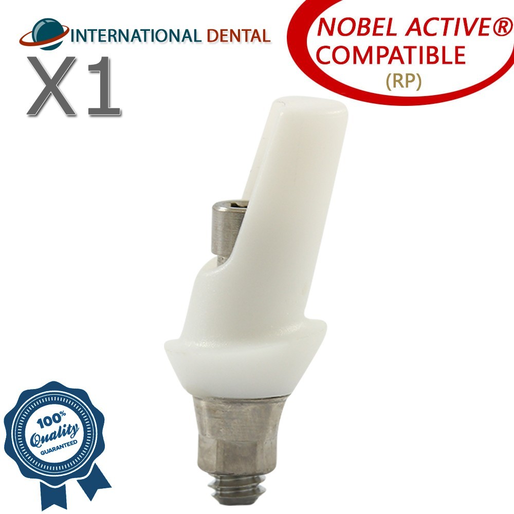 Angulated Zirconia 15° Prosthetic RP Nobel Biocare Active Hex Dental Fixture