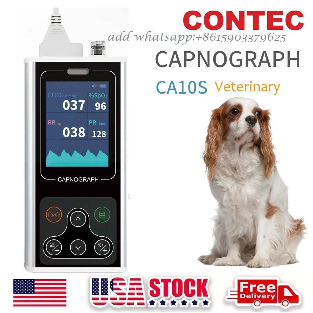 Contec CA10S-VET Seitenstrom-Kapnograph EtCO2 RESP SpO2 PR CO2 Patientenmonitor