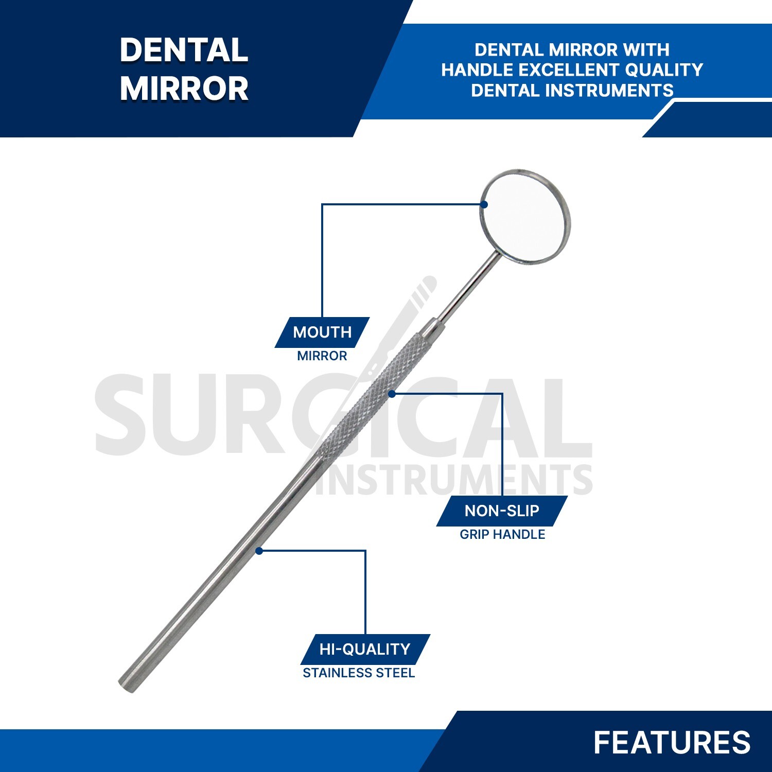 45 Basic Dental Set With Scaler Tray, Mouth Mirror, Explorer #5, Cotton Plier