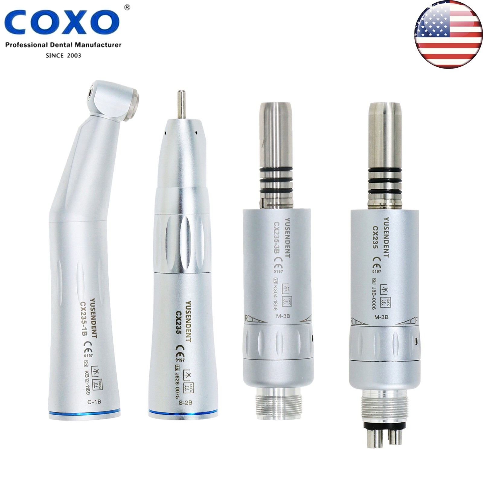 US COXO Dental Inner Water Spray Low Speed Contra Angle Air Motor M4 B2 Kit
