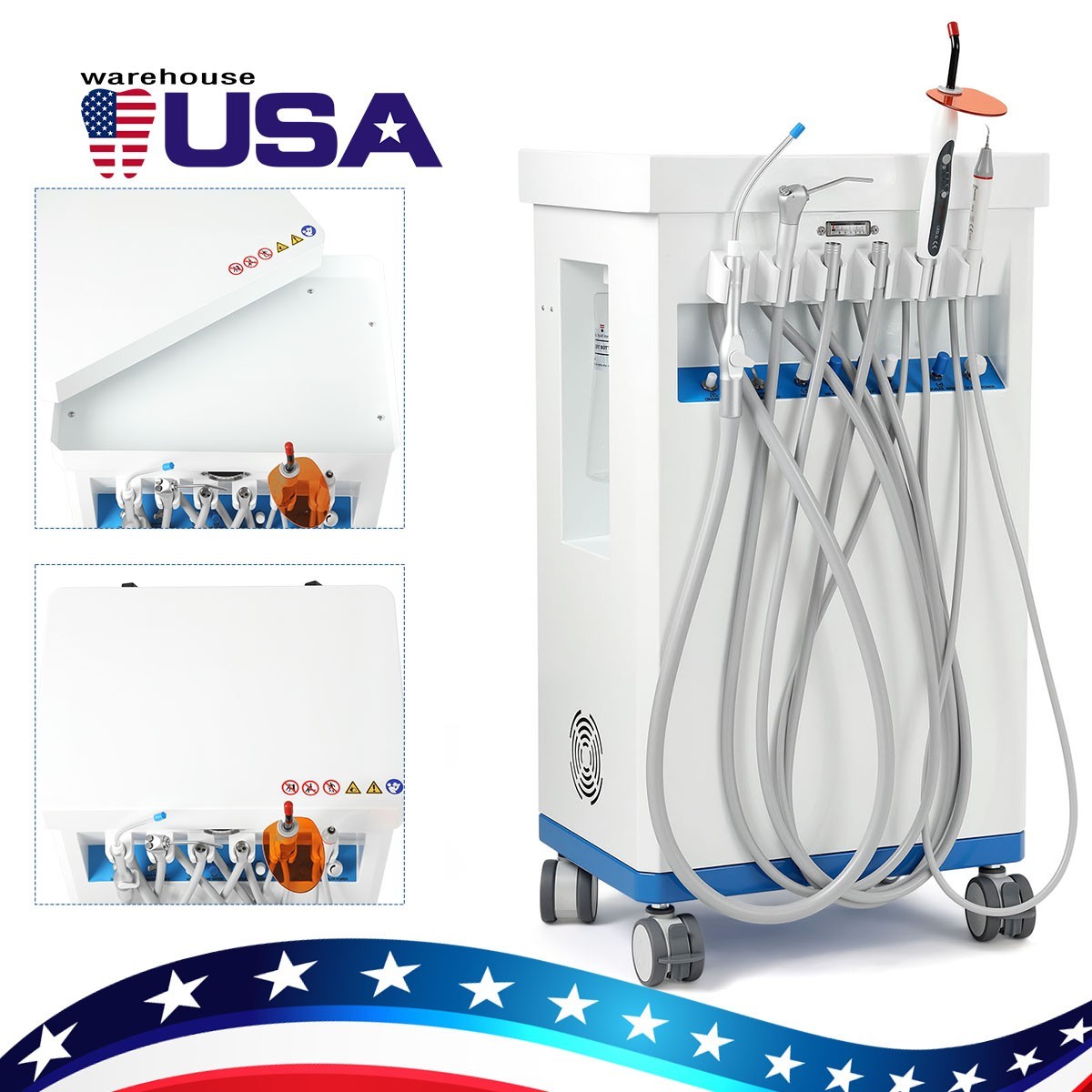 Dental Cart Delivery Unit with Air Compressor LED Curing Light Scaler PU-P209