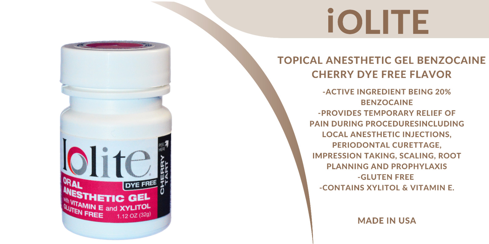 Topical Anesthetic Gel 20% Benzocaine 1OZ – IOLITE- 9 Flavors