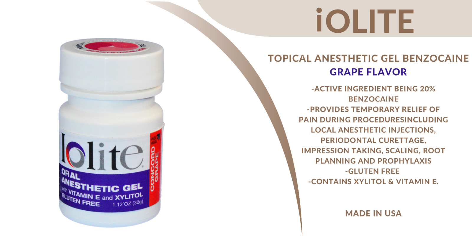 Topical Anesthetic Gel 20% Benzocaine 1OZ – IOLITE- 9 Flavors